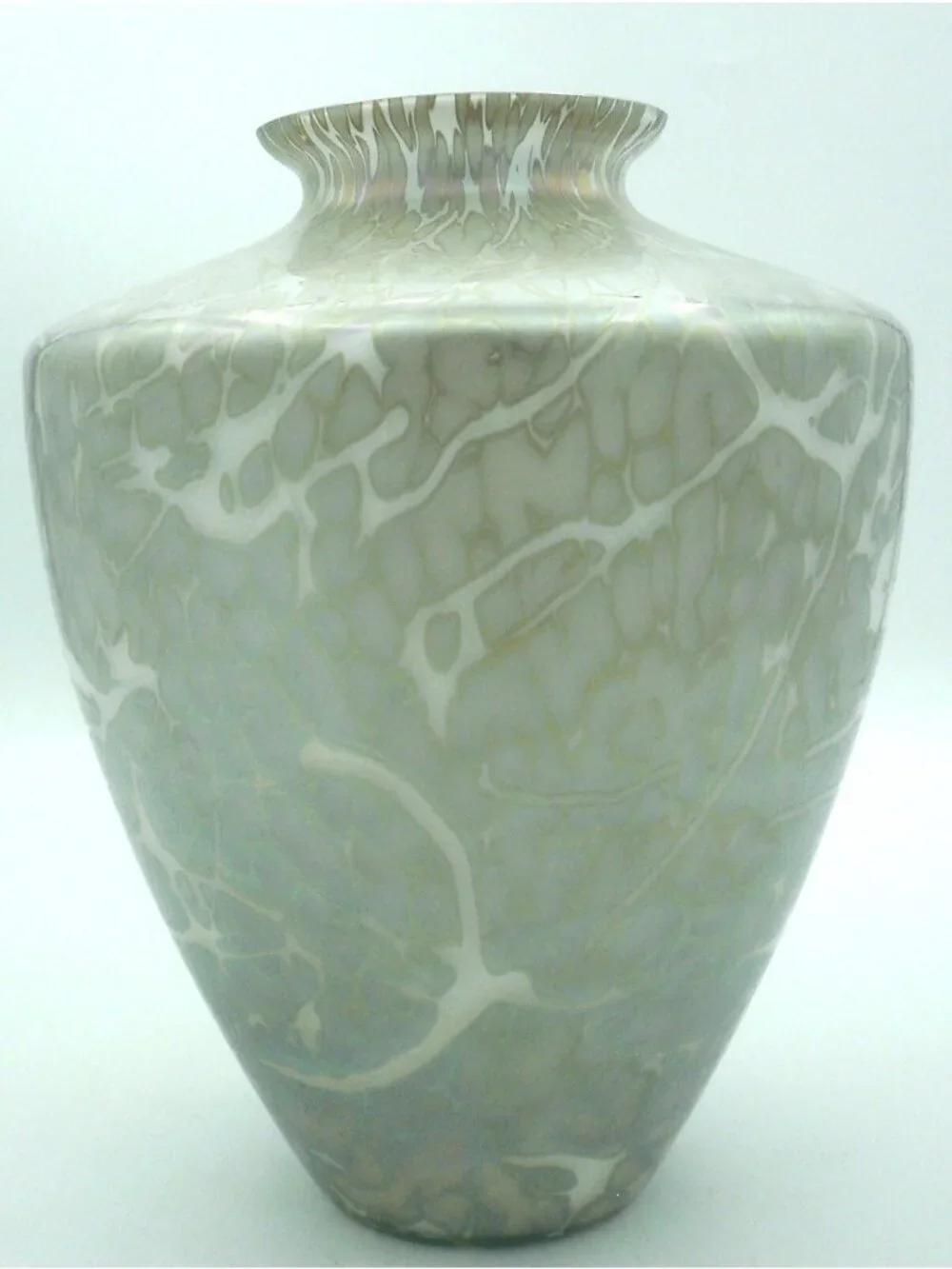 Cased Art Glass Vase Iridescent Oil Spot Gorgeous Neutral Iridescent Colors